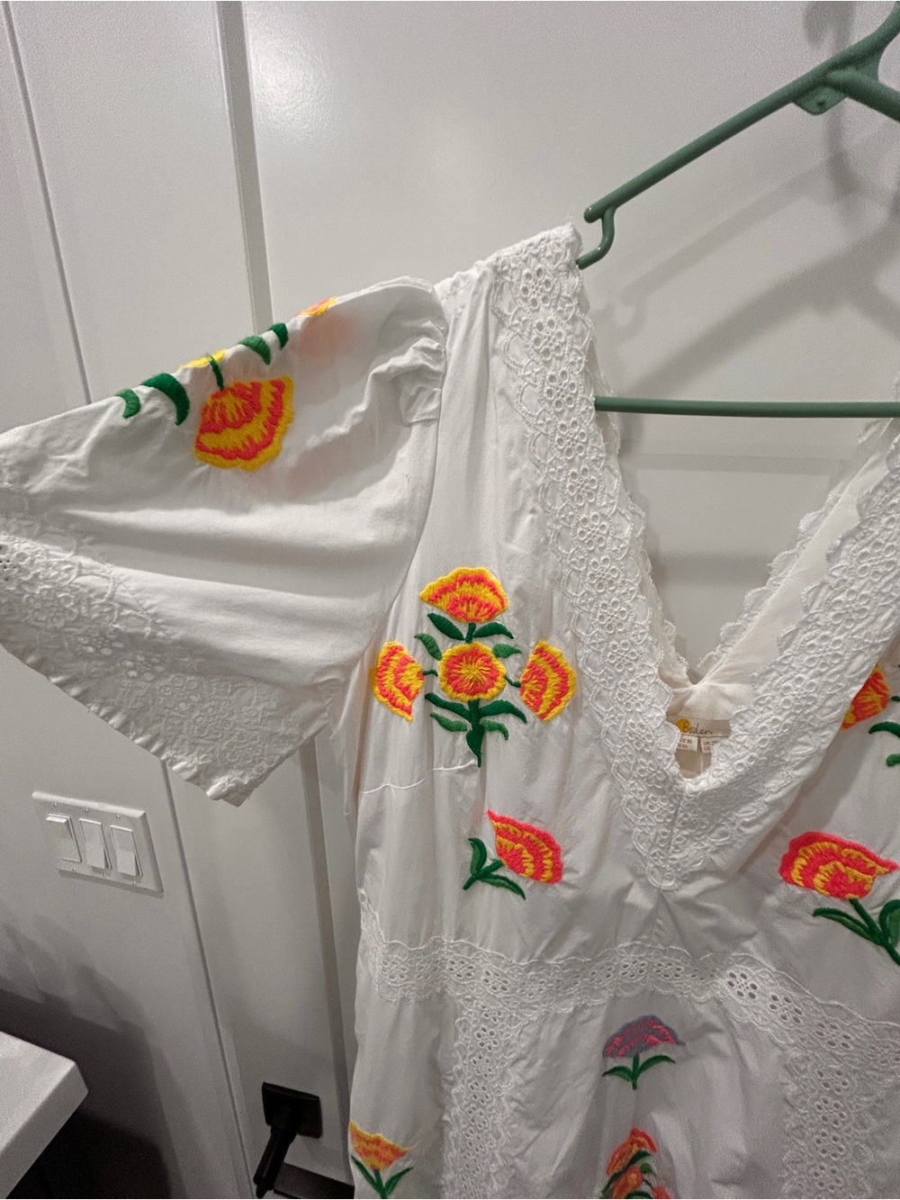 Boden white Lace-Trim V-Neck dress - Picture 9 of 13
